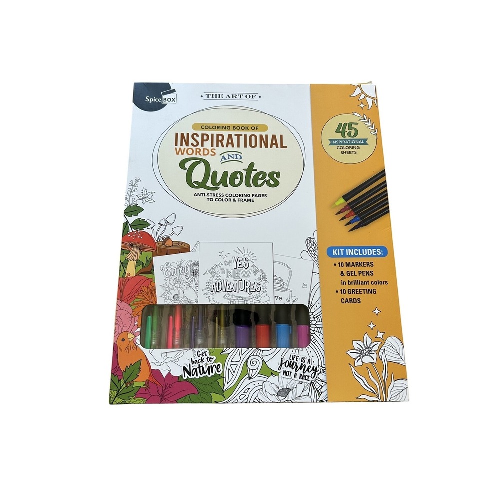 Spice Box Coloring Book Kit Unisex OS Multi New Inspirational Words and‎ Quotes